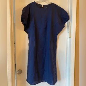 Womens navy blue cotton/linen oversized maxi dress
